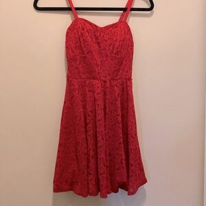 Red Floral Mini A-Line Dress